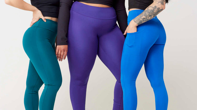 Leggings in green, purple and blue